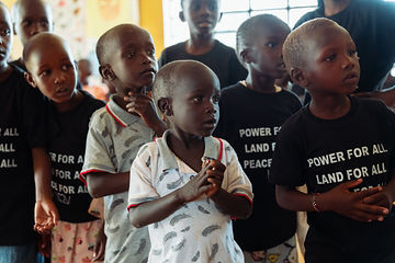 A group of children together during the school program